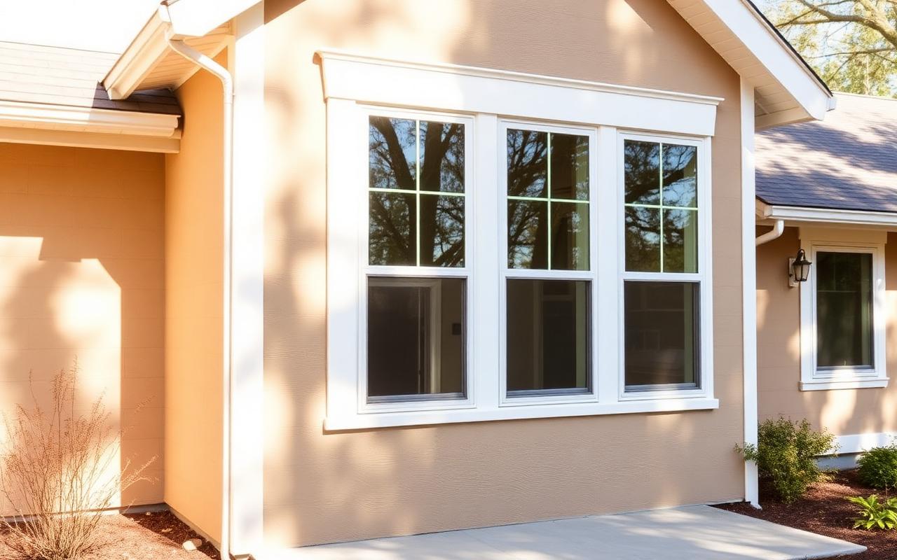 Newly installed energy efficient windows on a home exterior